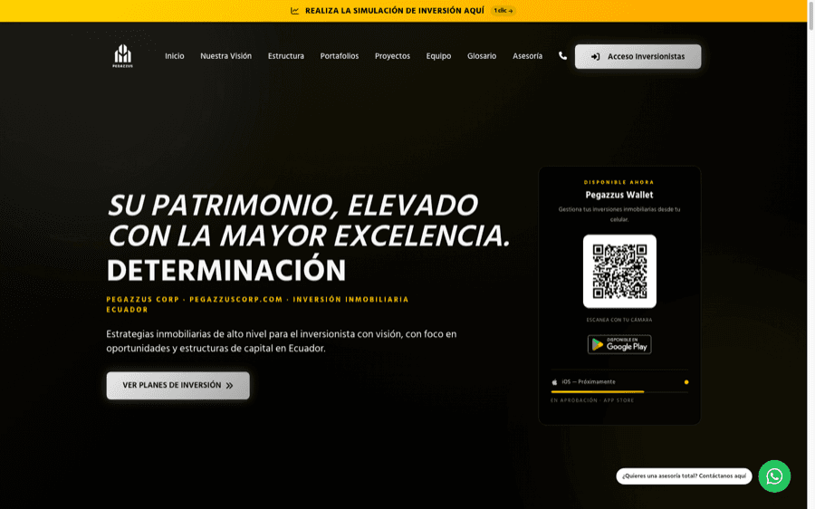 Sitio web real entregado por Flexe — Pegazzus Corp