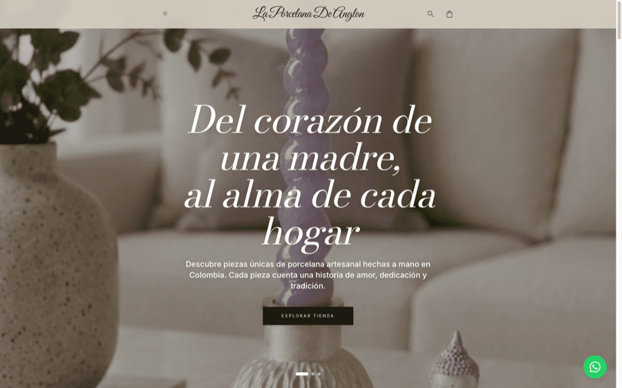Captura del sitio web de La Porcelana de Anglón
